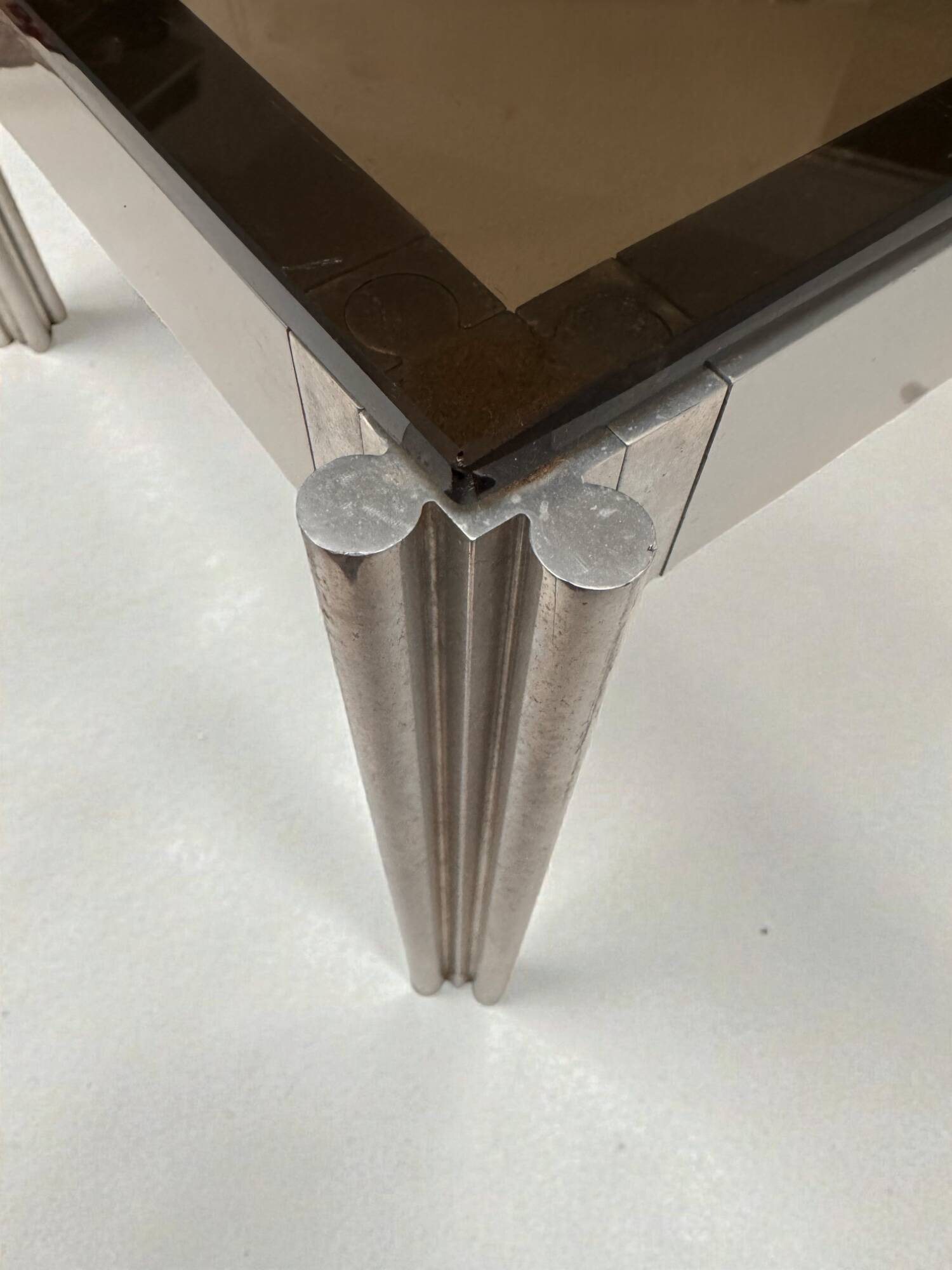 Aluminium coffee table with smoked glass by Georges Ciancimino, 1970.