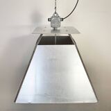 Large Silver Industrial Factory Pebdant Lamp, 1970s