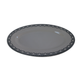 Oval plate in earthenware decoration garland Louis XVI green