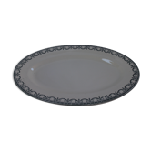 Oval plate in earthenware decoration garland Louis XVI green