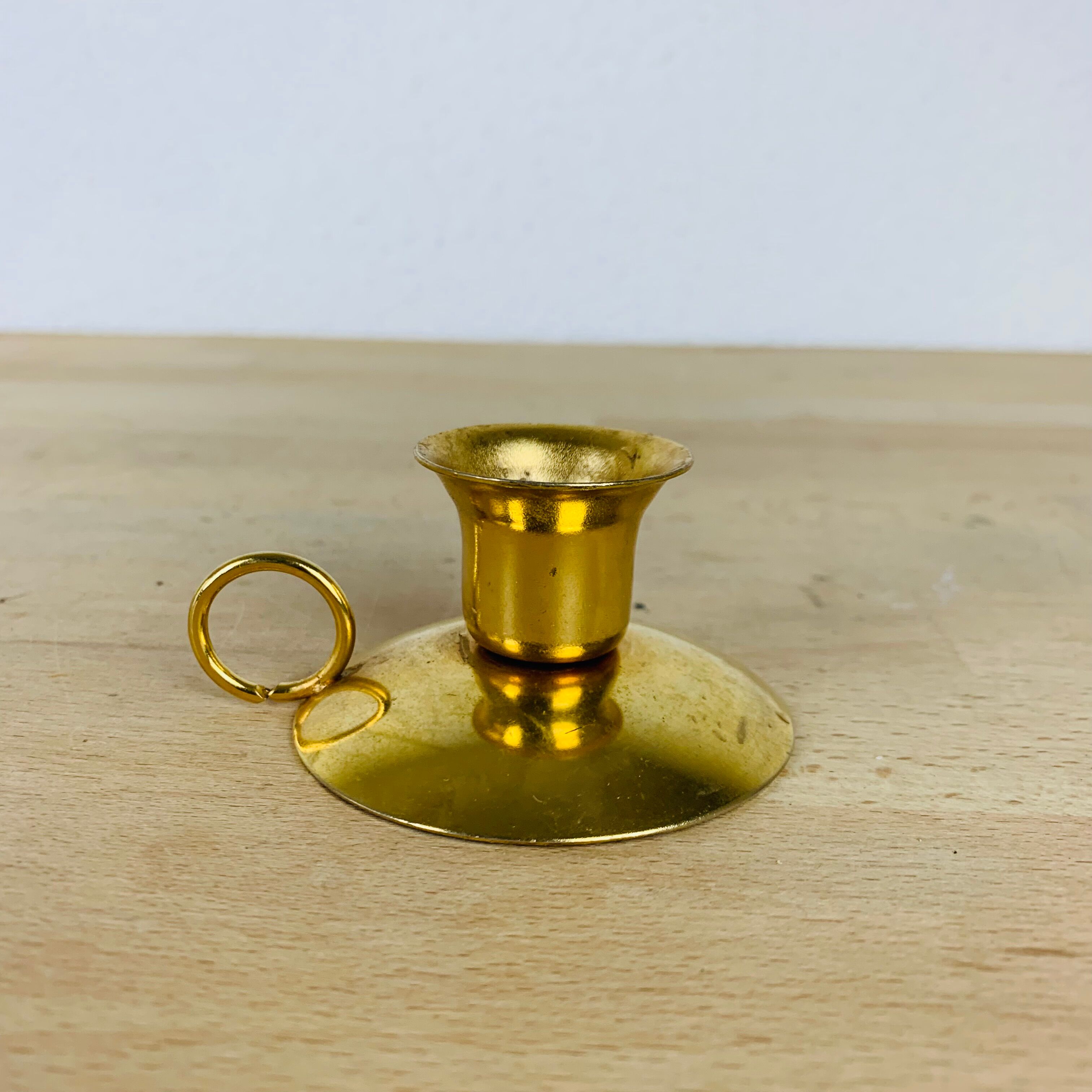 Vintage golden brass candle holder