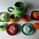 Keraluc Quimper France coffee service, 4 cups