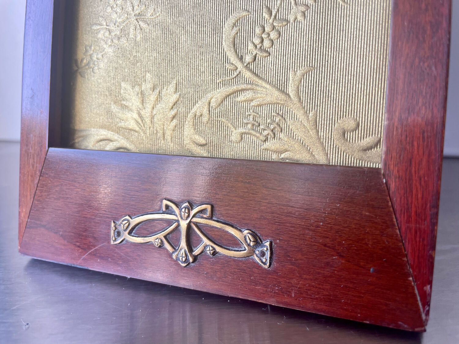 Mahogony and gilded brass picture frame