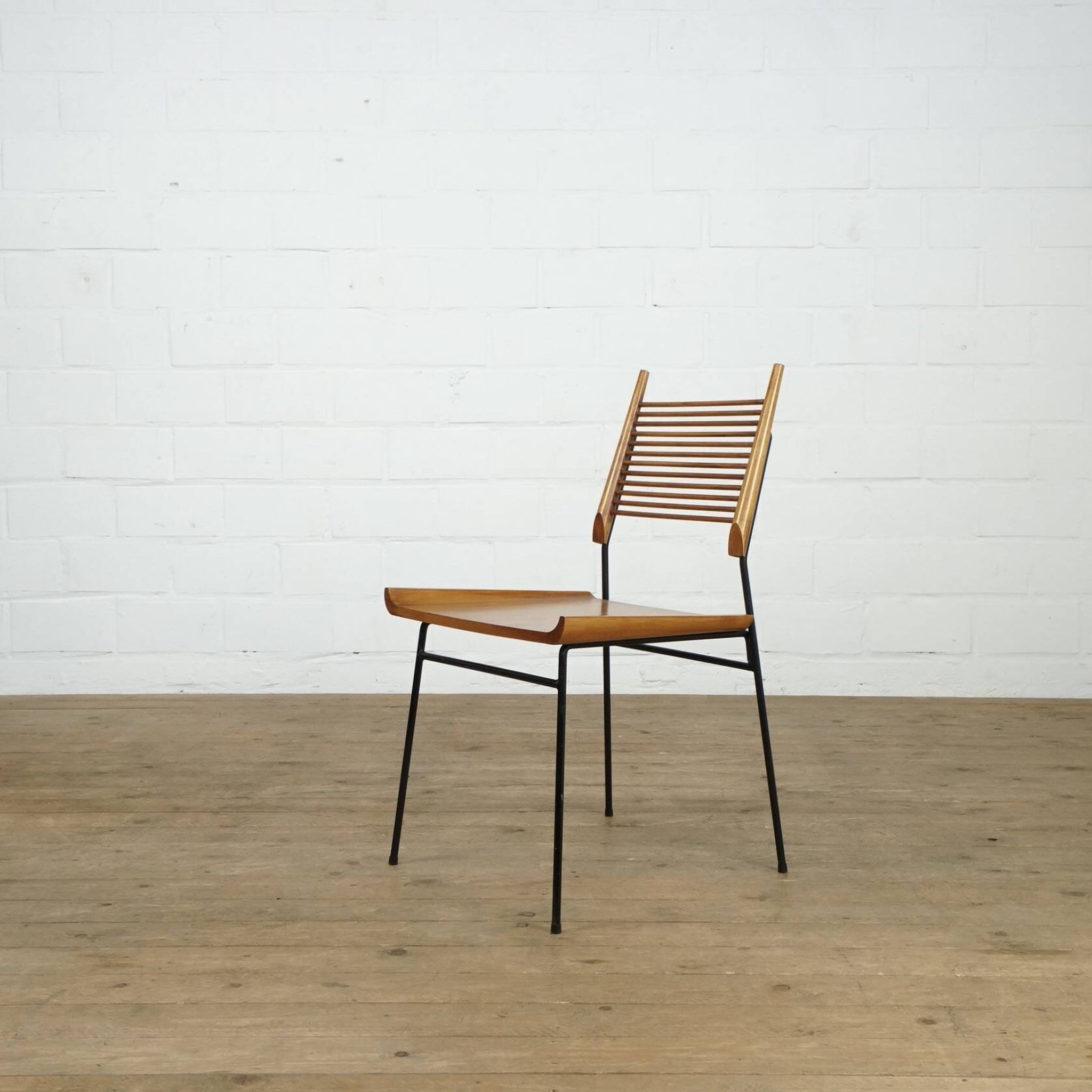 Set of 6 Maple and iron "Shovel" chairs by Paul Mccob