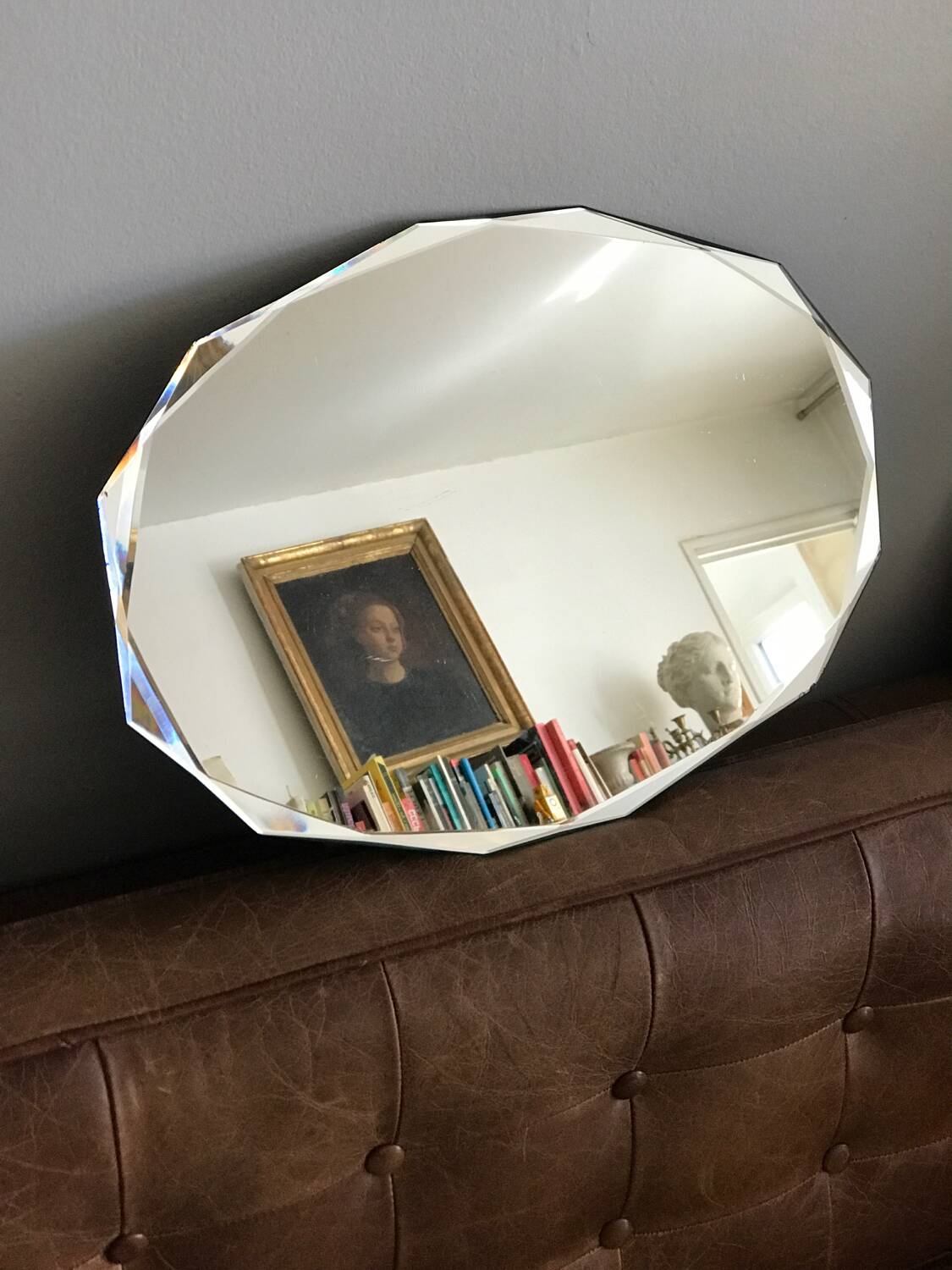 Antique dodecagon art deco beveled mirror