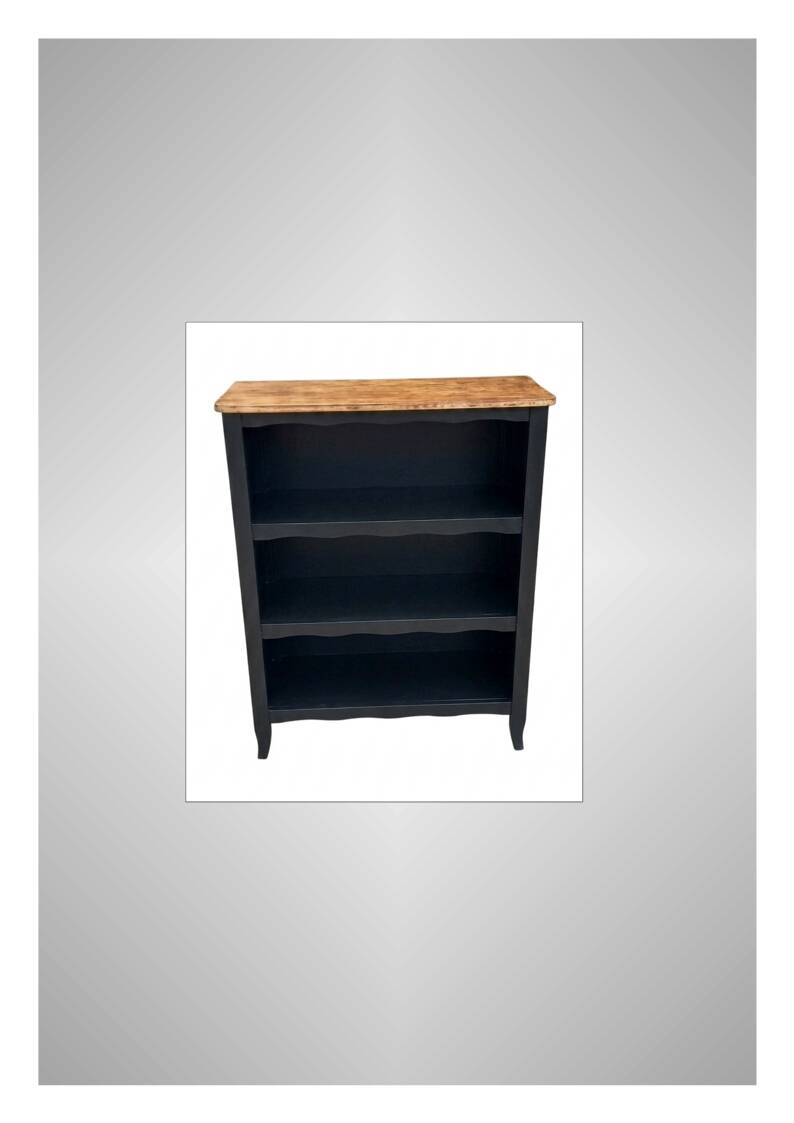 Old wood and black bookshelf
