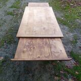 Cherry farm table, turned legs, 2 extensions
