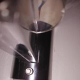 Pair of wall lamps 70 Italy chrome and pressed molded glass