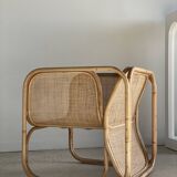 Amsterdam rattan armchair with U-shaped armrest, squared canework