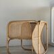 Amsterdam rattan armchair with U-shaped armrest, squared canework