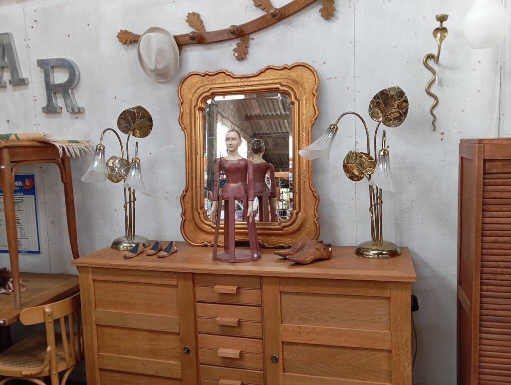 80s beveled gold mirror