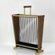 Vintage wooden umbrella stand, brass, 1960s design