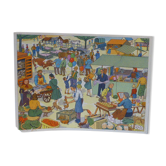School poster editions Nightingale Montmorillon Vienna, hunting and fair vintage 1960