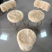 Pair of vintage chairs in beige Dralon® and gold metal.