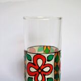 Set of 6 hand-painted tea glasses, floral pattern tea cup.