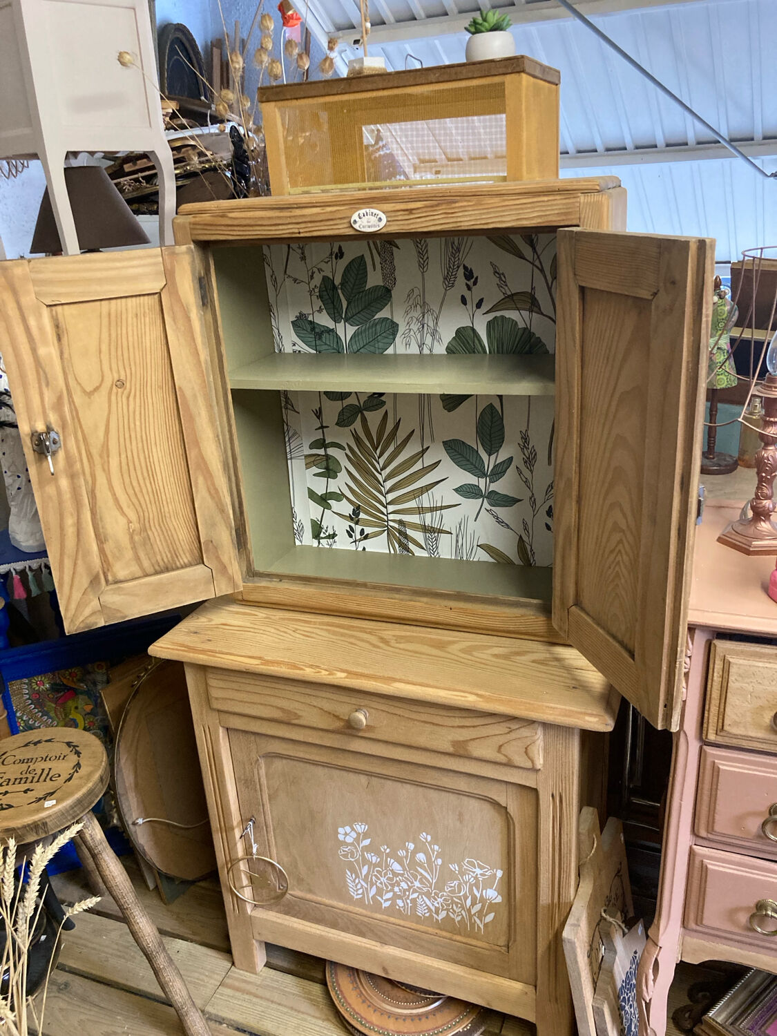 Small cabinet of curiosities / workshop furniture spruce