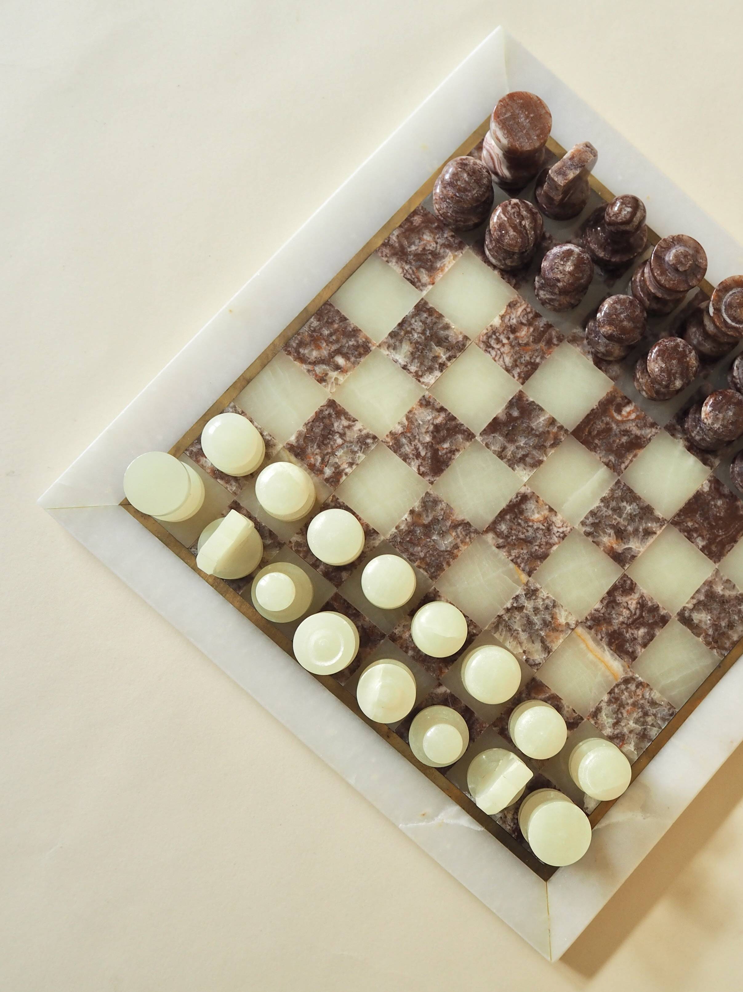 Onyx and marble chess set