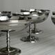 Lot de 6 coupelles sur pied en métal inox brillant