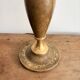 Ancien Pied Lampe Balustre Cuir Marron Gainé Dorure au Fer Année 50 70