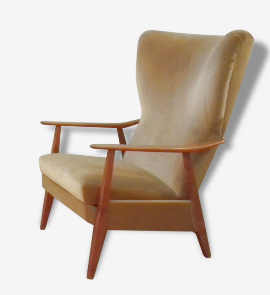 Fauteuil bergere scandinave Relax wingback chair années 50 60 scandinave |  Selency