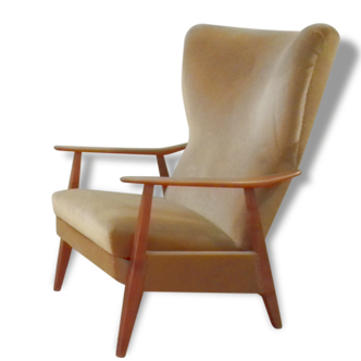 Fauteuil bergere scandinave  Relax wingback chair années 50 60 scandinave