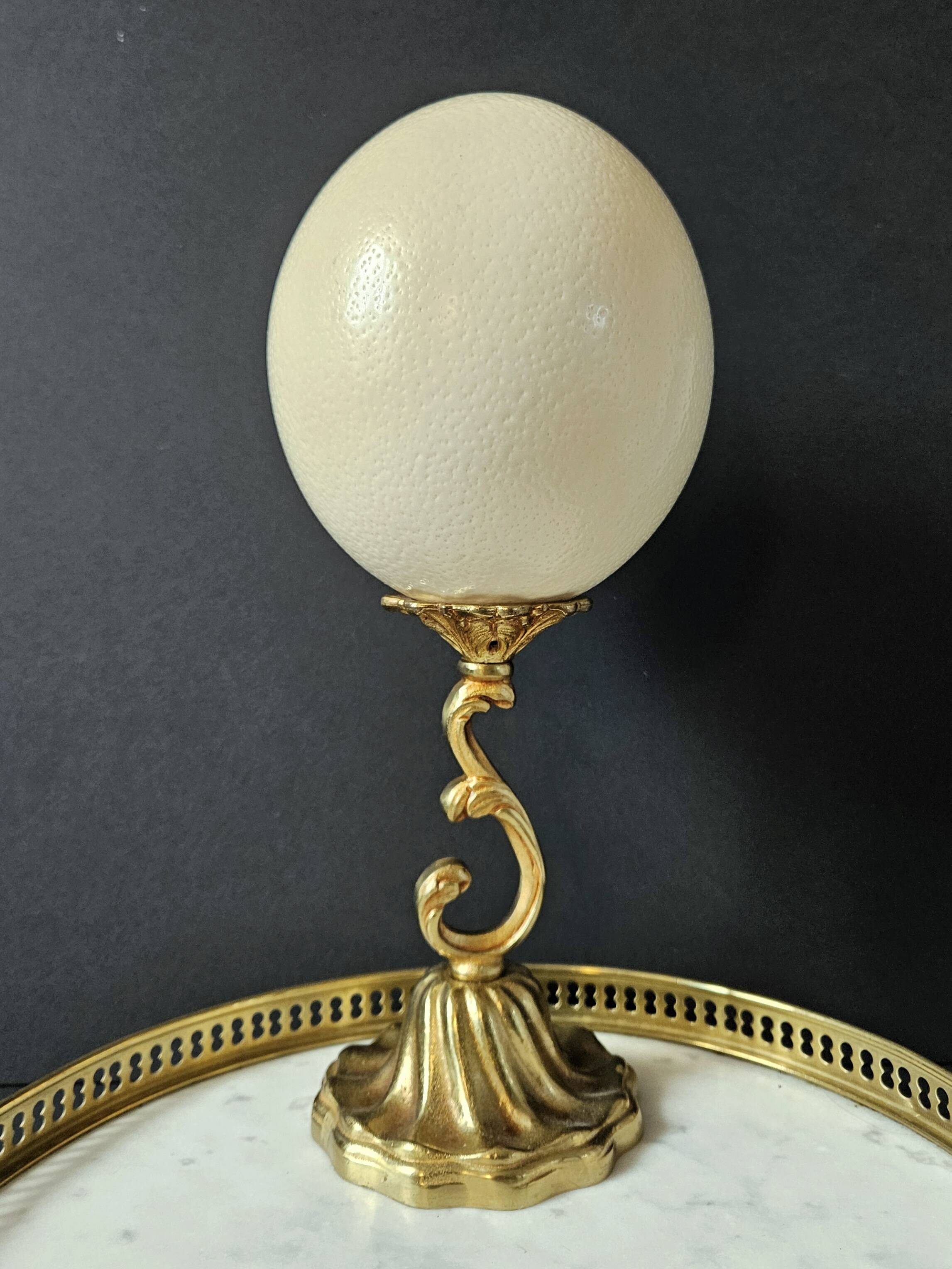 Ostrich Egg, Brass Base (20th Century) H: 29 cm