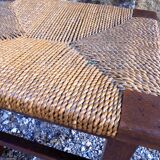 Natural roped wood tabouret