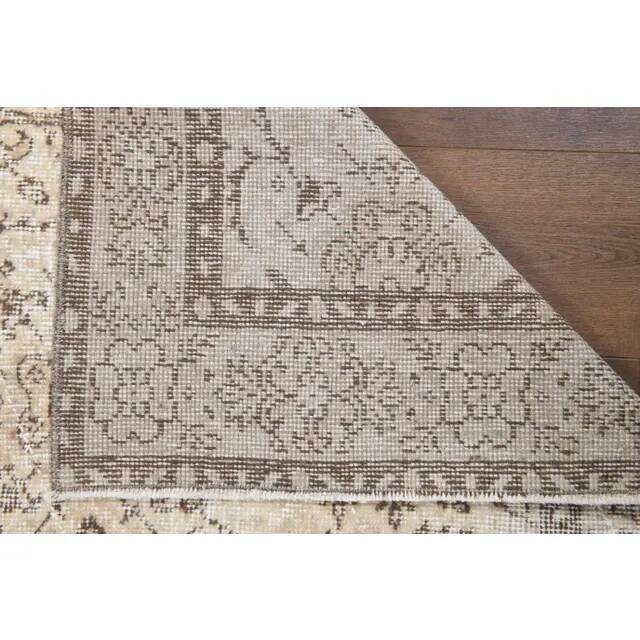 Vintage Turkish Oushak Handmade Wool Cotton Beige Area Rug 113x205