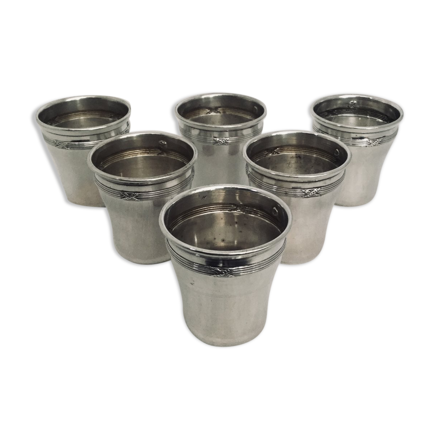 6 liquor cups "rubans croisés" Charles Vincent