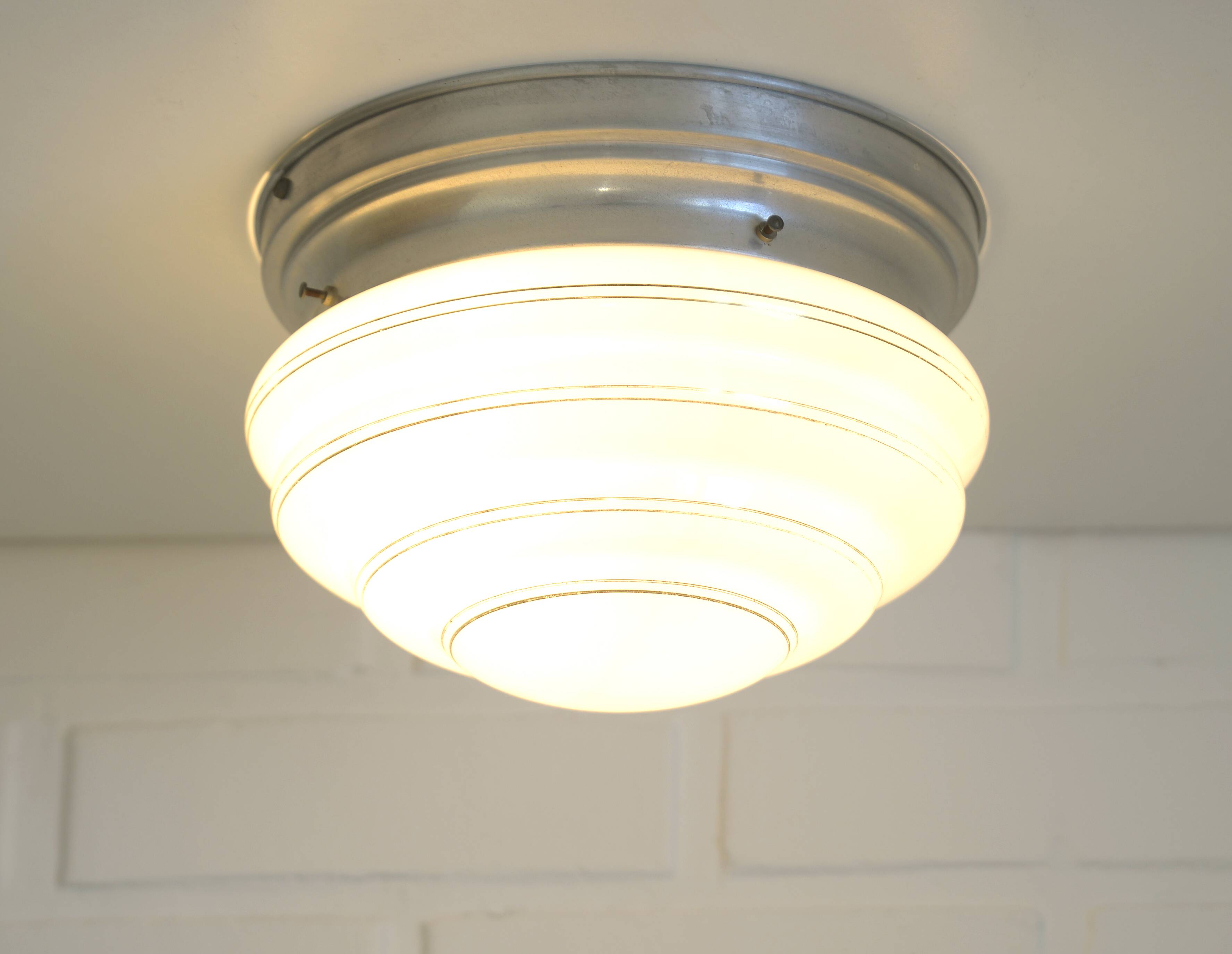 Art Deco Ceiling Lamp / Antique Flush Mount Light / Bauhaus Era Sconce 1930