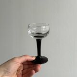 10 black stemmed liqueur glasses