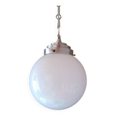 Art Deco globe pendant light in opaline glass