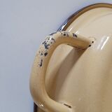 Egg dish in steel enamelled decorations Vintage