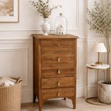 Art Deco chest of drawers in raw wood with 5 drawers.