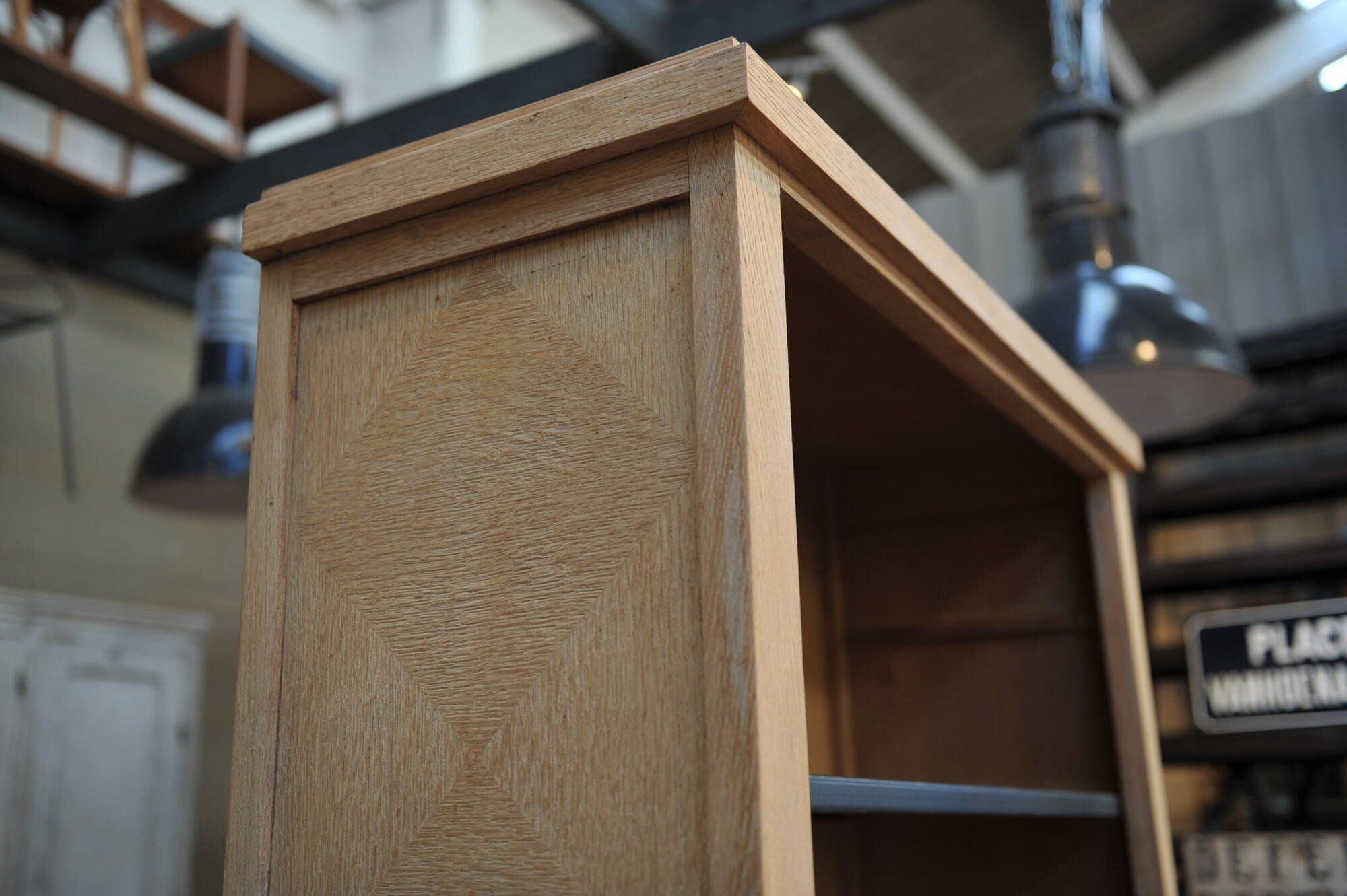 Oak and metal library