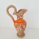 Ceramic vase Fat lava orange and beige Vintage