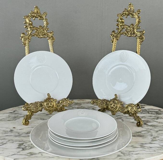 Kmp Berlin Porcelain Flatware and Dessert Plates Set, 20th Century
