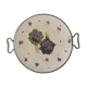 Plat à gâteaux Napoléon III fleurs de violettes faience terre de fer