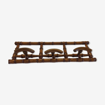 Art deco bamboo-style antique wooden coat rack