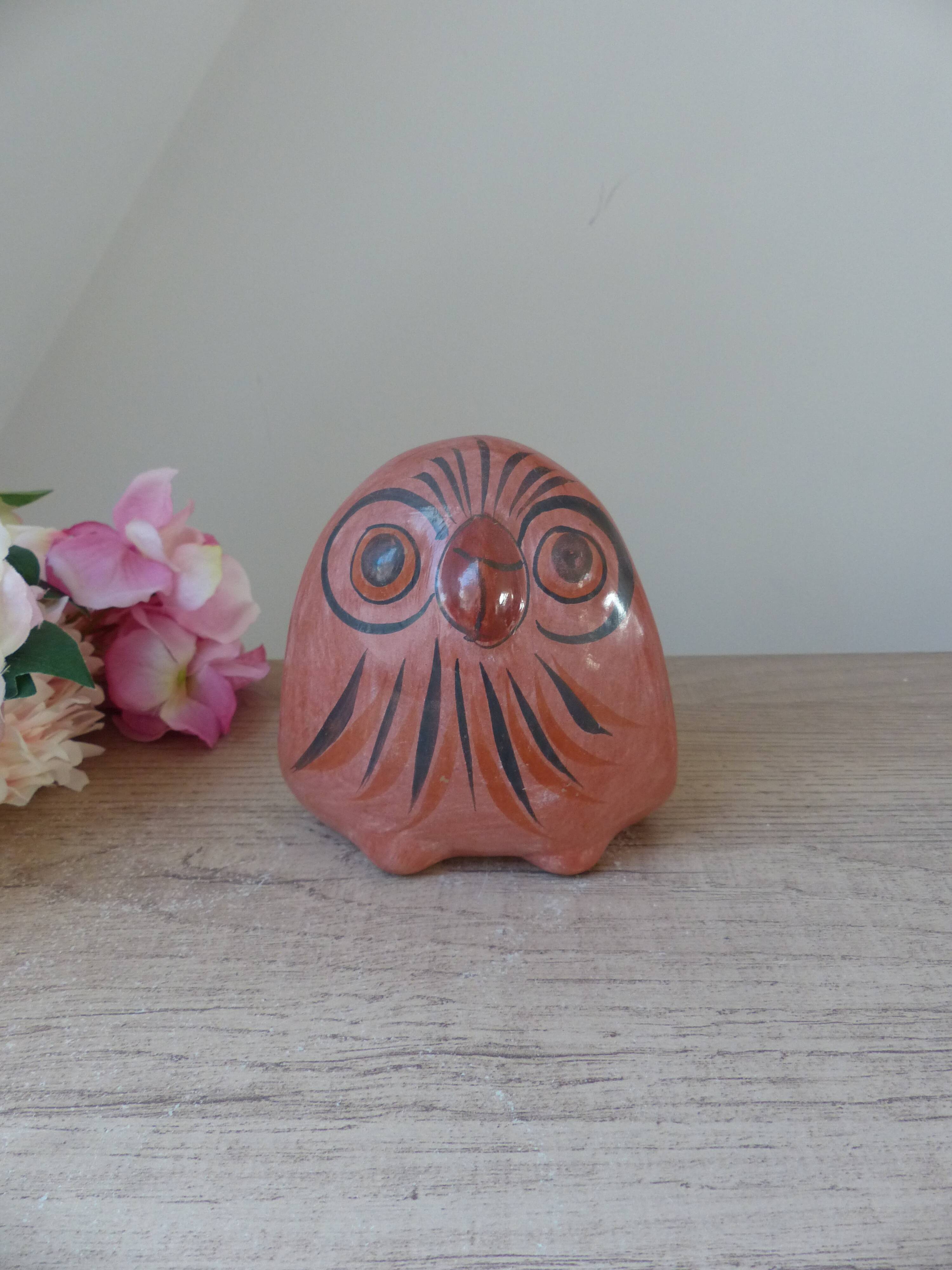 Vintage mexican owl decor bird dove ceramic hand painted tonala