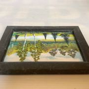 Small landscape painting of a forest in Russian marble.
