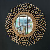 Miroir soleil en rotin 27cm