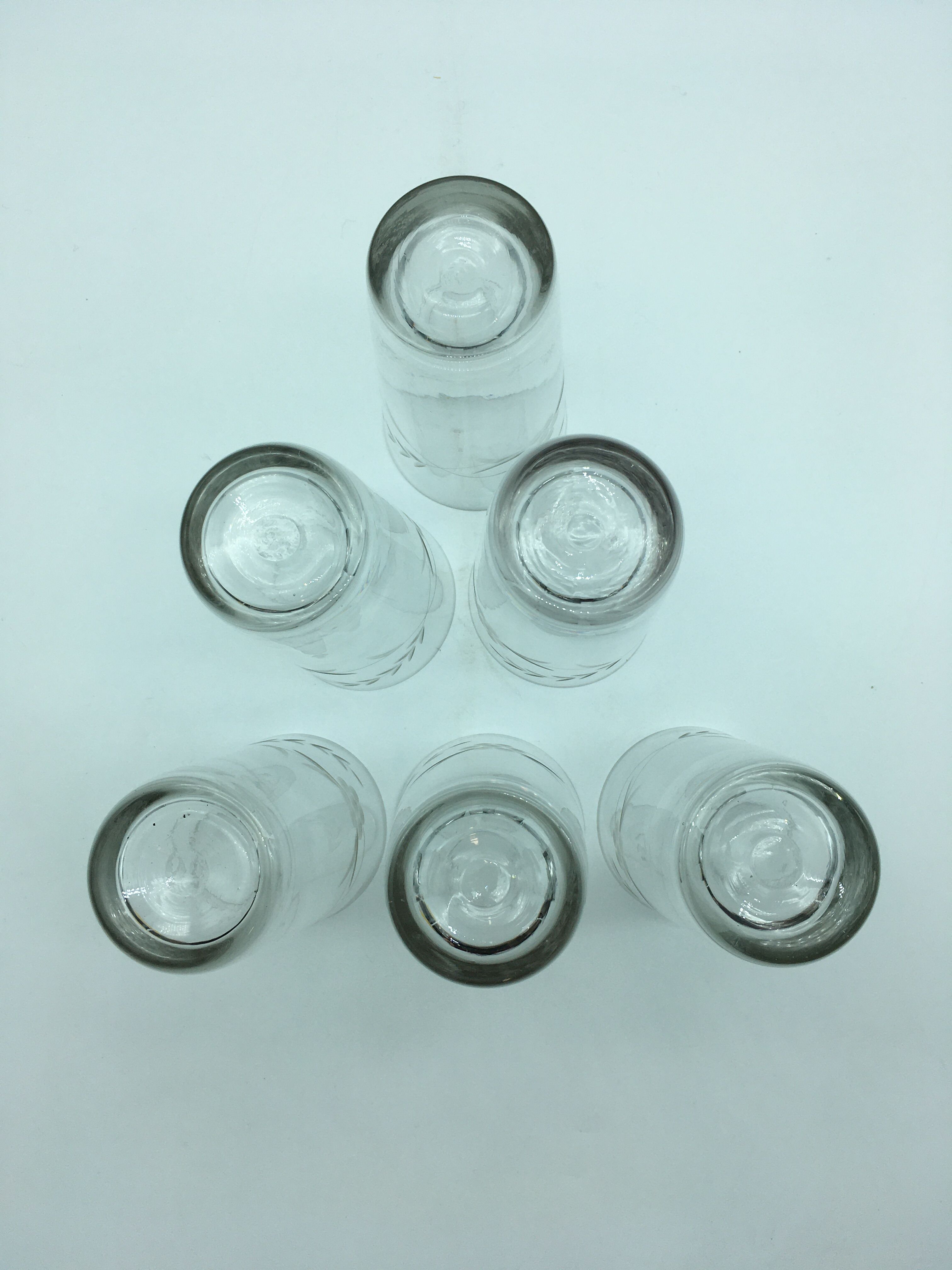 6 glasses to orangeade engraved decoration bunch of grapes.