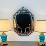 Miroir Louis XIV Régence à parcloses verre gravé Italie