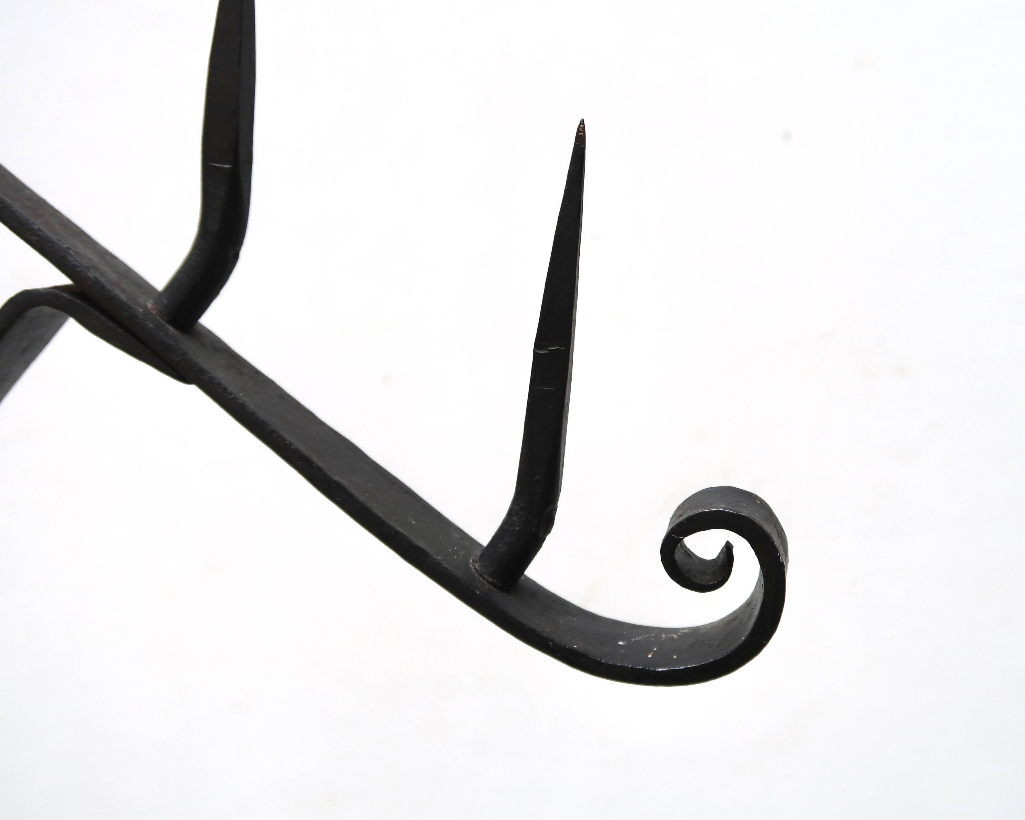 Large 7-arm wrought iron tripod candle holder, 1950s