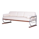 Bauhaus White Tubular Sofa in Beech, Chrome-Plated Steel & High Quality Leather attributed to Robert Slezák for Slezak Factories, Czech, 1930s