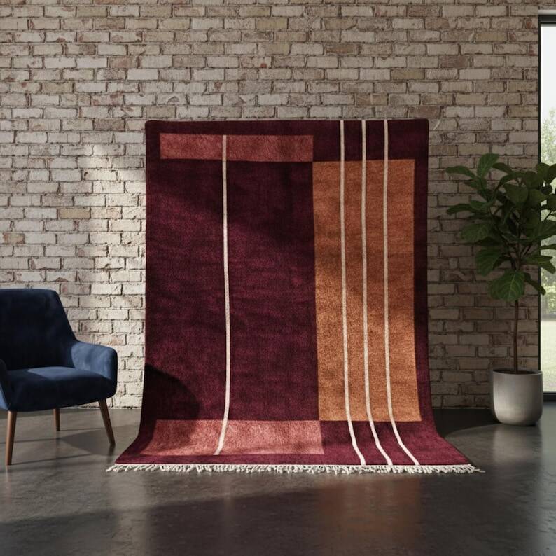 Traditional handmade pure wool Berber rug size 150x250cm