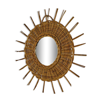 Mirror in rattan vintage 44cm