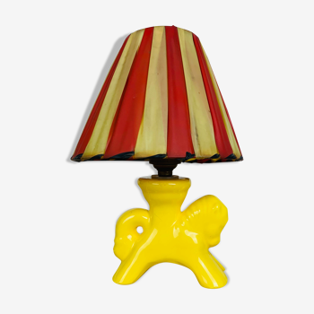 Lampe cheval céramique jaune années 50