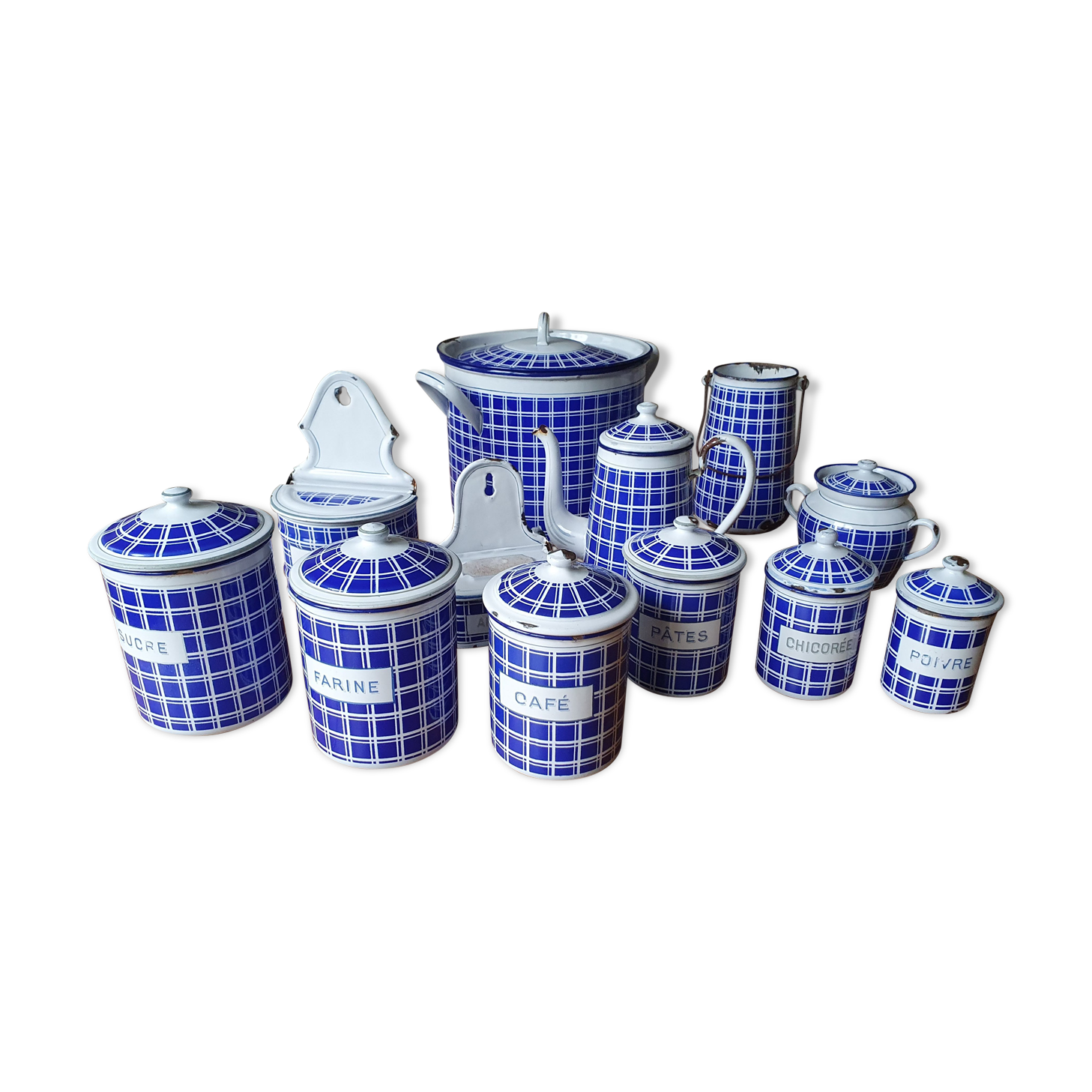 Série de pots à épices BB Frères en tôle émaillée